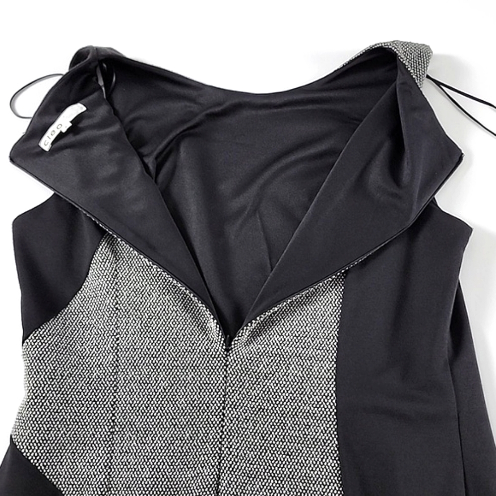 Cleo Sleeveless Dress Black Grey Boat Neckline Knee Length Fitted Size 10 - Picture 4 of 12